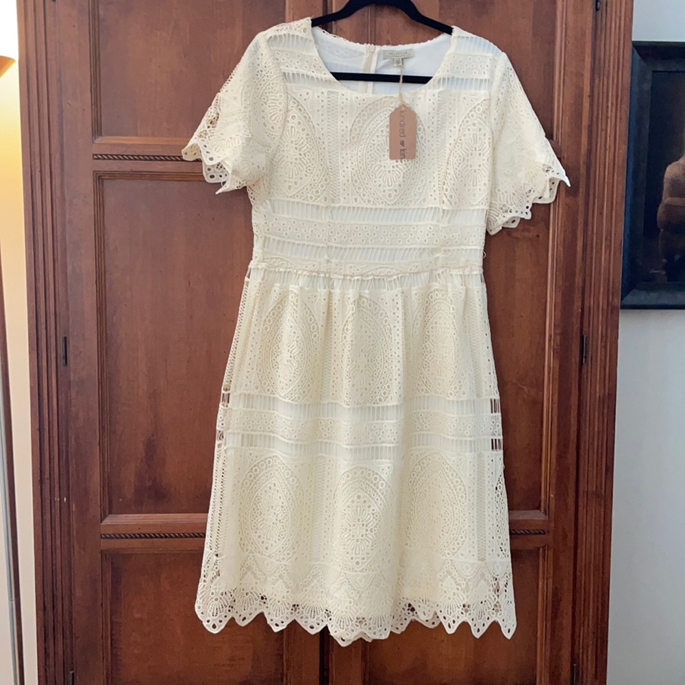 Cream crocheted dress, Polagram brand. Brand new,sz L